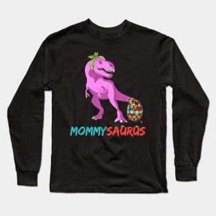 Momsaurus Autism Awareness Mother's Day Mommy Dinosaur Mom Long Sleeve T-Shirt